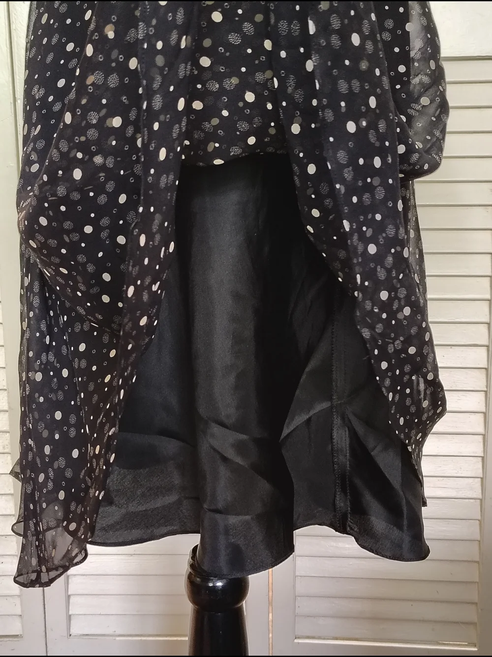White House Black Market Black Polka Dot Silk Midi Dress Size 2 – Like New - Picture 15 of 16
